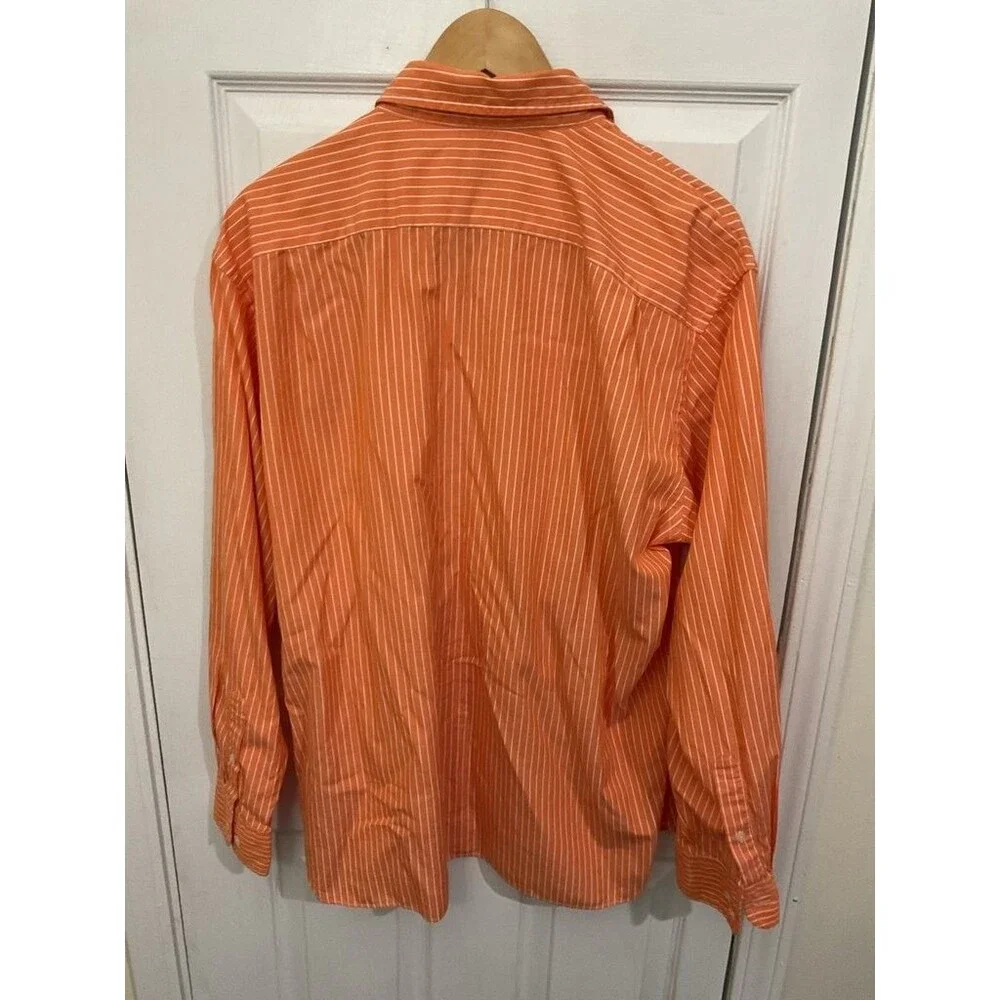 J.Crew Men's Orange Striped Button-Up Shirt